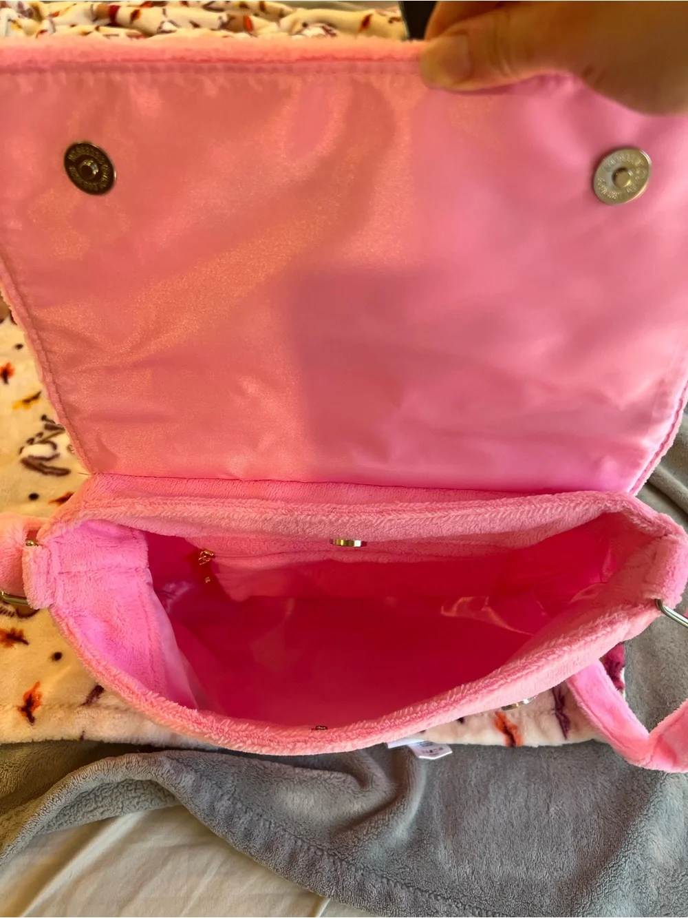 Pink Plush Shoulder Bag - Brand Unknown